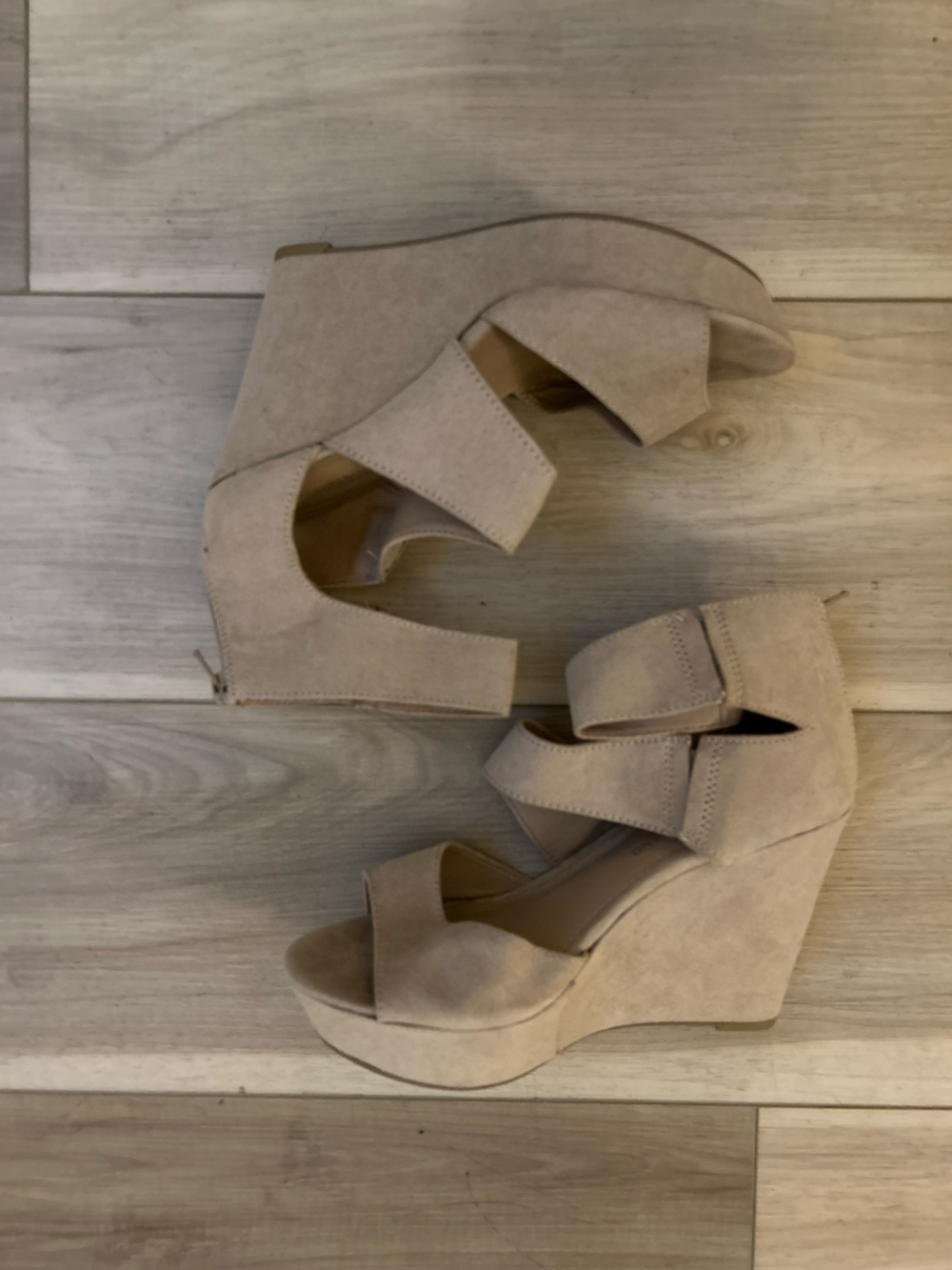 Women's Suede Wedge Sandals in Beige - Stylish Summer Heels